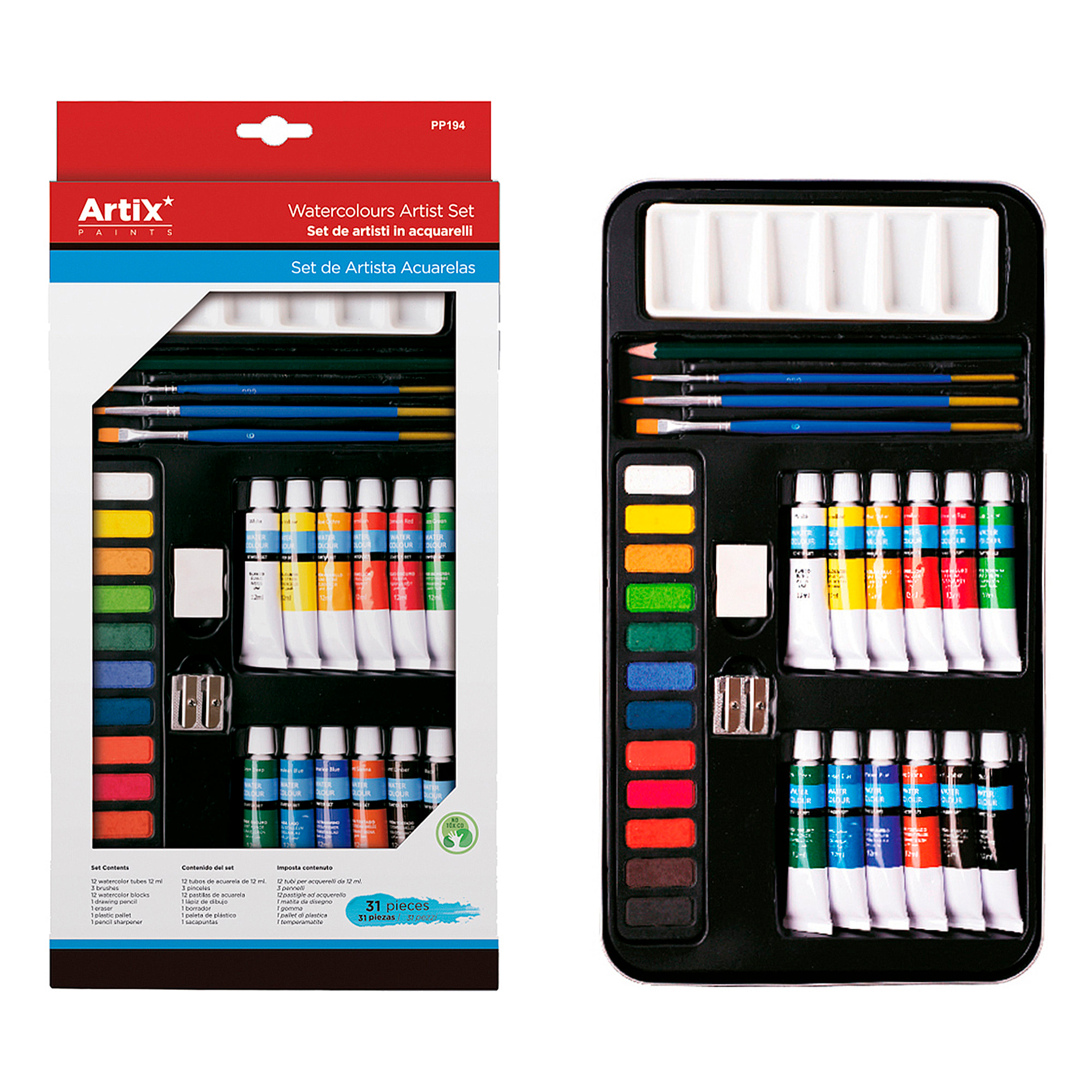 SET 31 PIEZAS PINTURA ACUARELA PROFESIONAL