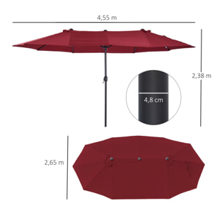 Grand parasol droit de jardin acier polyester