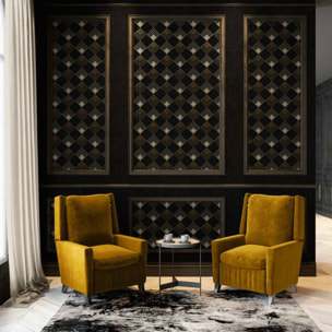 Papier peint art déco carré - Noir