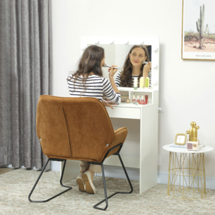 Butaca de Salón Moderna Sillón Lectura con Asiento Ancho y Acolchado Tapizado en Terciopelo Patas de Metal Sillón para Salón Sala de Estar Dormitorio Marrón