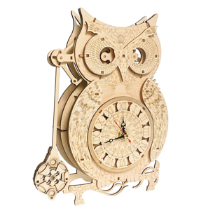 Modello in legno 3D, con movimento meccanico design di Orologio Gufo. 106 pezzi.
