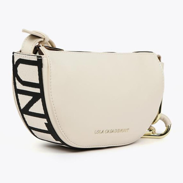 Borsa a tracolla con rondelle e nastro con logo