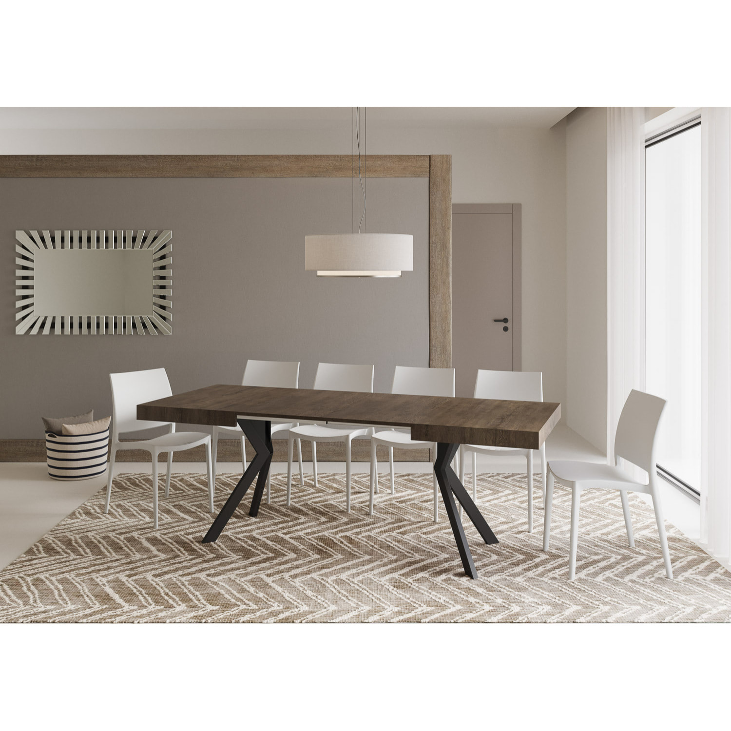 Mesa extensible 90x120/224 cm Dolcezza nogal patas antracita