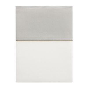 Drap plat uni en satin de coton bio, NOBEL, Gris Argent