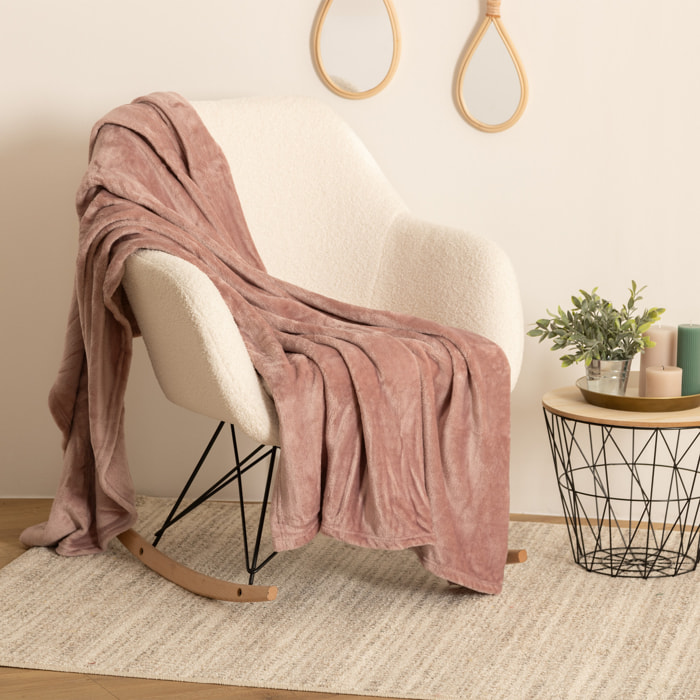 Plaid - flanelle - rose - 130x180 cm