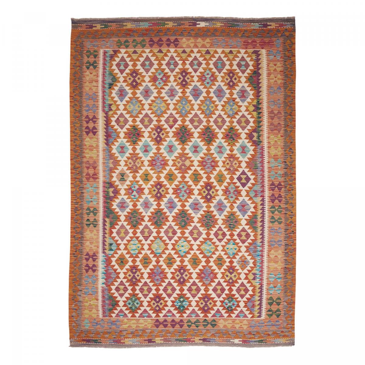 Tapis kilim géométrique, tissé plat authentique, laine, VUVU