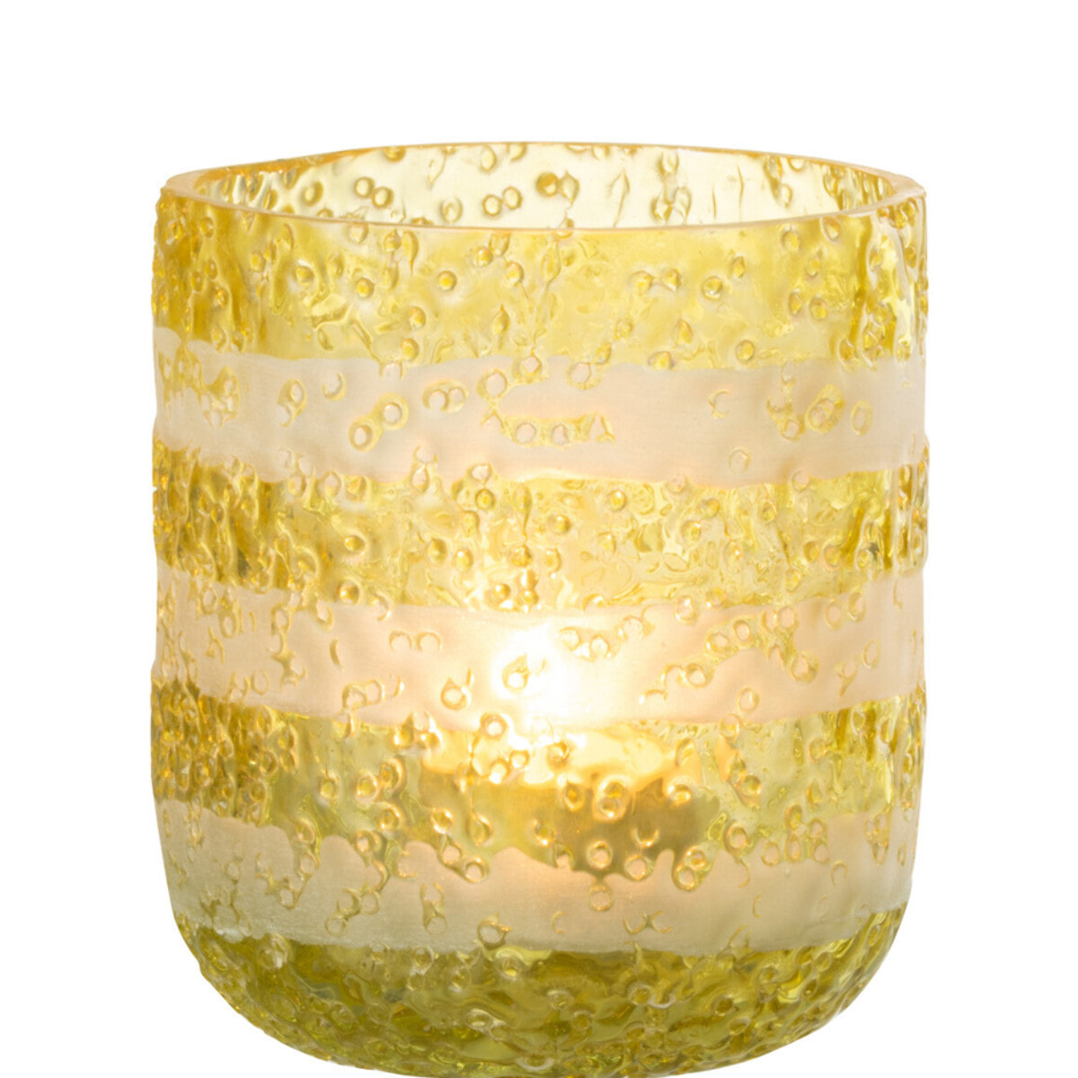 J-Line photophore Lignes - verre - jaune/blanc - small - 2 pcs