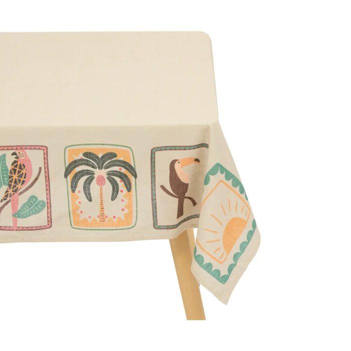 Nappe rectangulaire Tropical 240x140cm coton beige