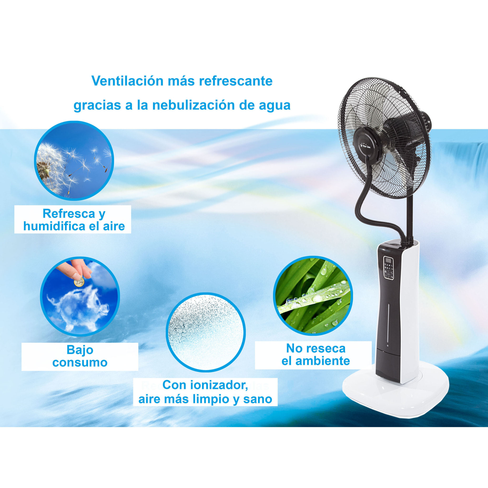 Ventilatore nebulizzatore ø 40 cm per interni ed esterni con telecomando