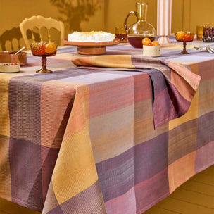 Nappe pur coton enduit motif jacquard violet Mille ecossais velvet