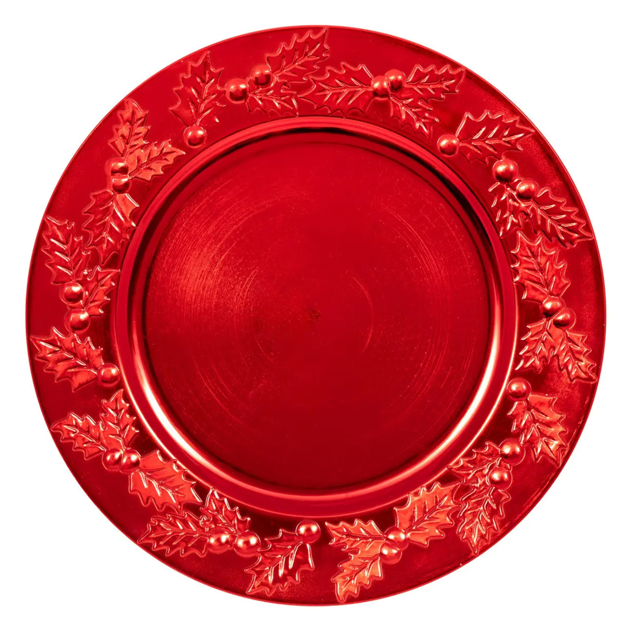Assiette de présentation D.33cm houx rouge