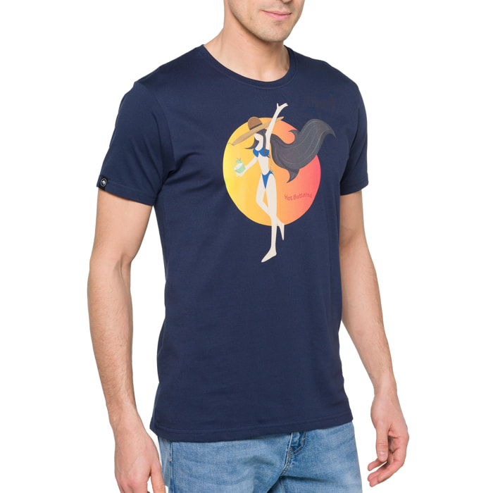 T-shirt in cotone 150 gr Tangerine Hot Buttered Blu navy