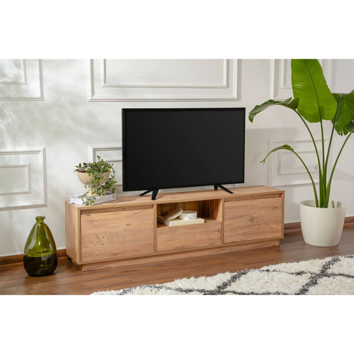 Mobile porta TV Morrigan, Credenza da soggiorno, Armadio basso per TV, Base parete attrezzata, 160x30 h42 cm, Pino