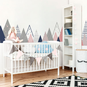 Stickers muraux enfants - Décoration chambre bébé - Autocollant Sticker mural géant enfant montagnes scandinaves ZALNAKA