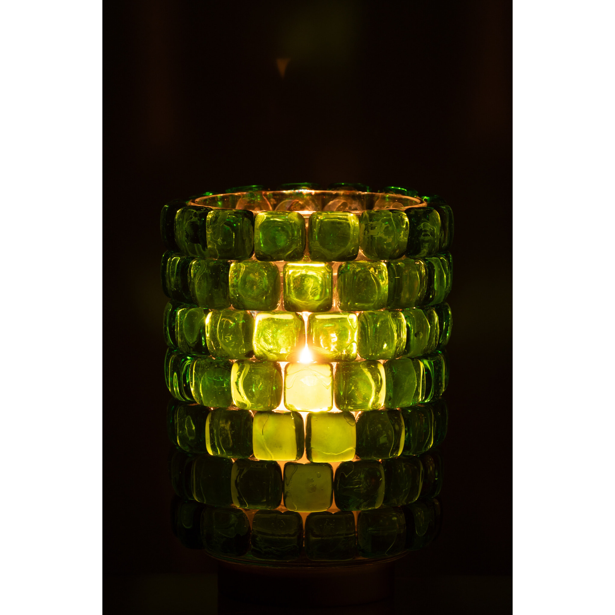 J-Line bougeoir Carré Mosaïque - verre - vert - large