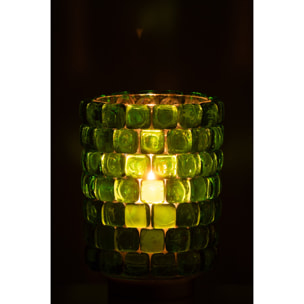 J-Line bougeoir Carré Mosaïque - verre - vert - large