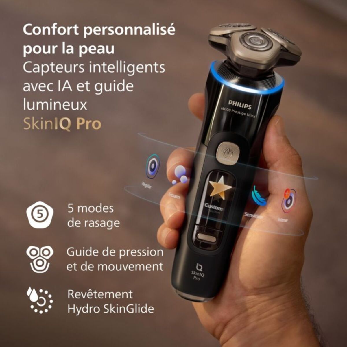 Rasoir électrique PHILIPS XP9400/31 Serie i9000 Prestige Ultra 100 % étanche avec Skin IQ