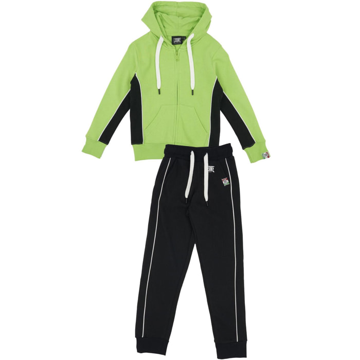 Chándal infantil con capucha con logo y cremallera completa. Básico.