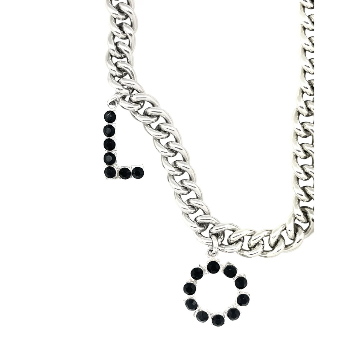 Collar largo LOVE en cristal Sw negro y plata 10µ