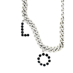 Collar largo LOVE en cristal Sw negro y plata 10µ
