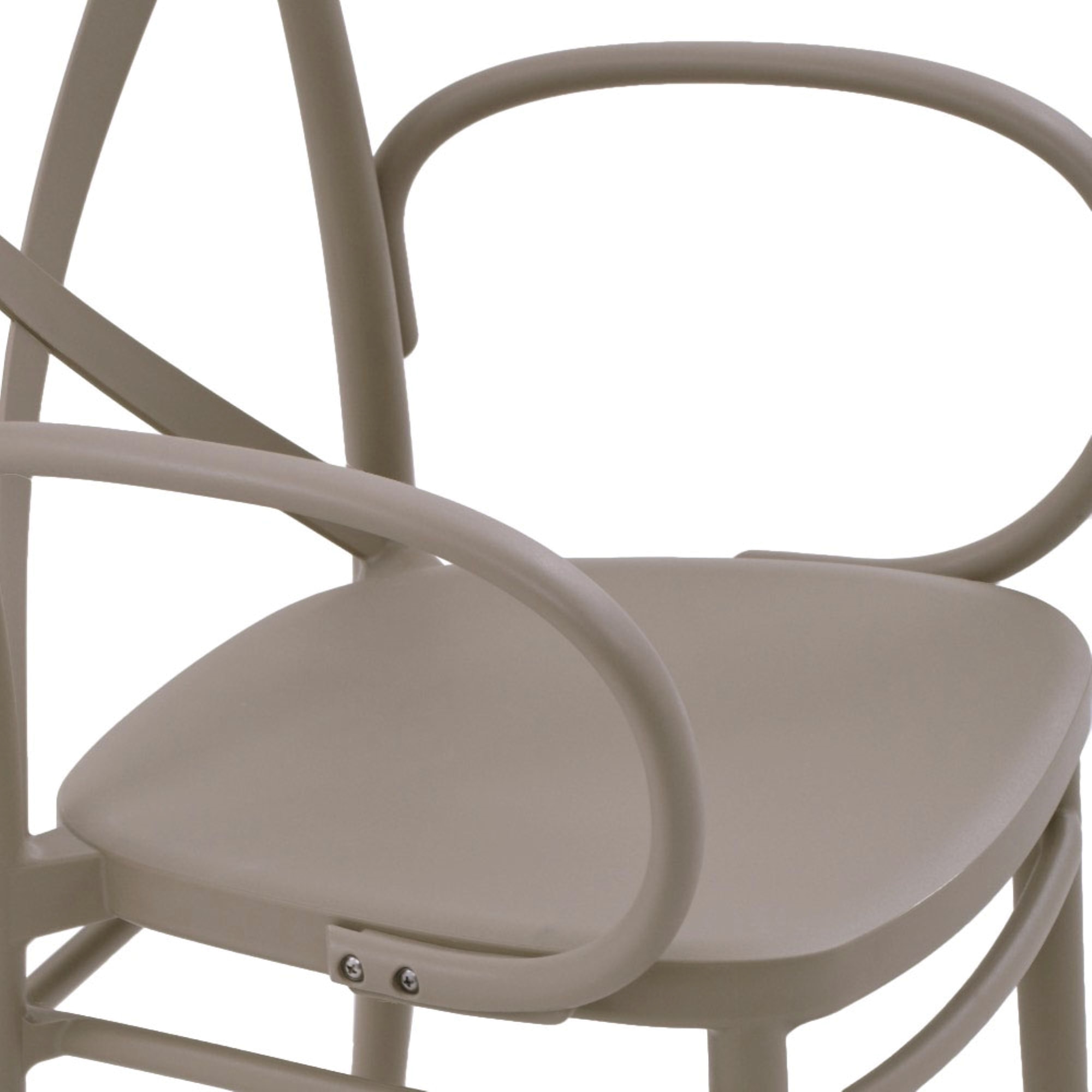 Set di 4 sedie RIO in polipropilene tortora con braccioli, impilabili