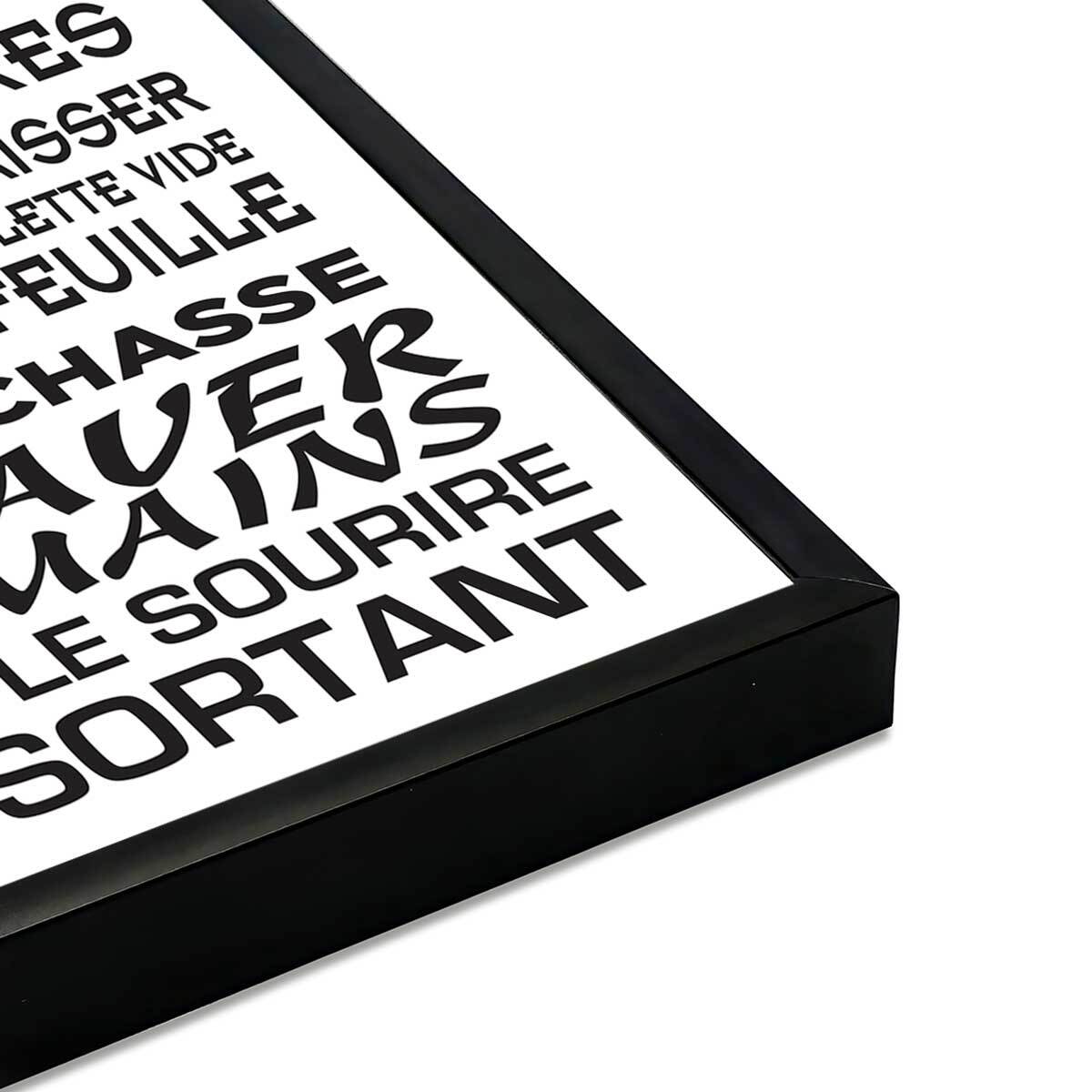 Affiche encadrée règles des toilettes typographie noire et blanche Affiche + cadre en métal - Noir