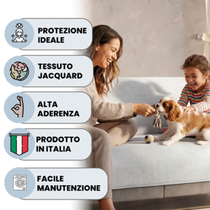 COPRIDIVANO COMFORT, Antiscivolo, Cotone+Microfibra+Fibre Varie, Made in Italy - BIANCO