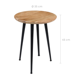 Tabouret rond Modasa en acacia