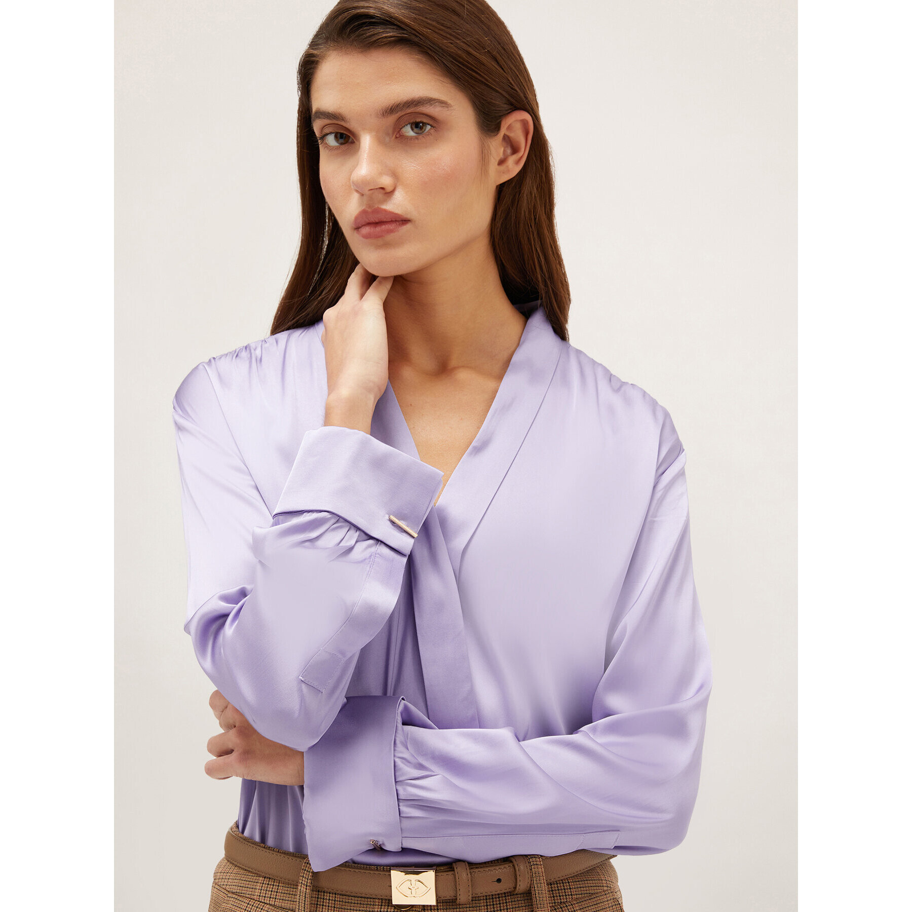 Motivi - Blusa de satén cruzada - Violeta