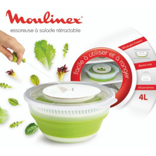 Essoreuse à salade MOULINEX rétractable 4L