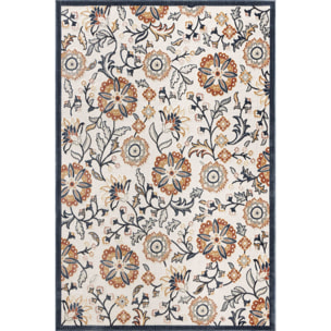 GARDEN - Tapis d'intérieur / extérieur à motif floral blanc, bleu, rouge, noir, gris, beige