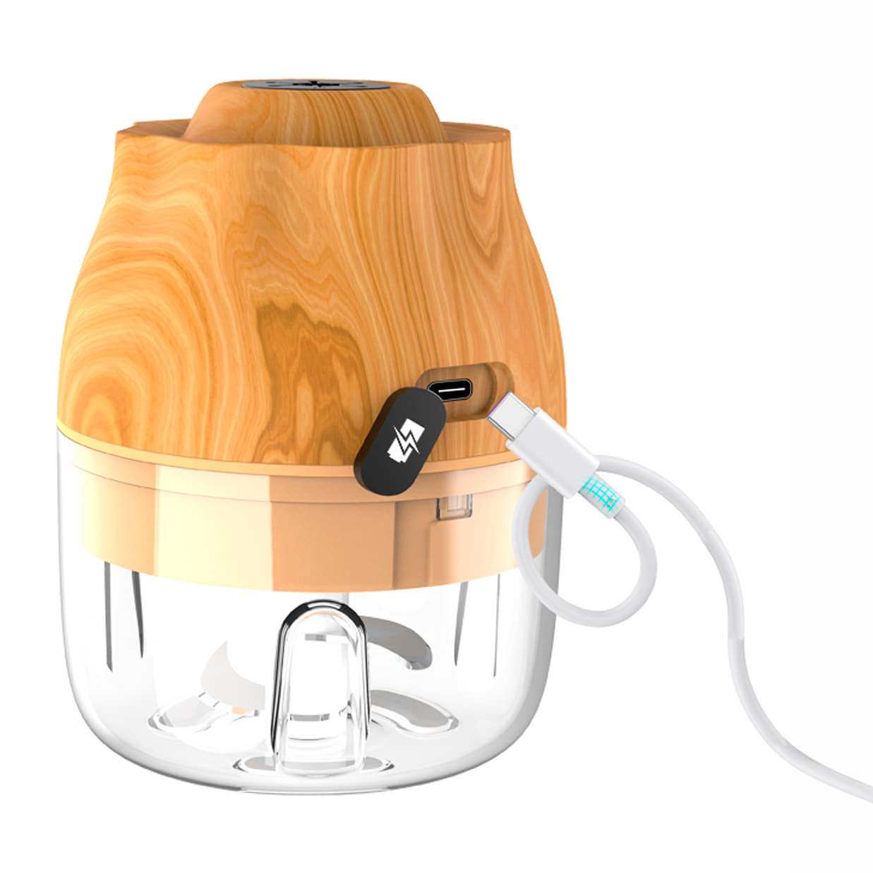 Mini picadora eléctrica S-01 de 250ml, con batería recargable de 1500mAh y velocidad de 1000RPM.