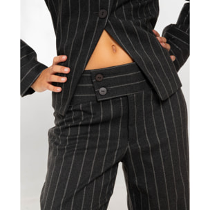 Pantalón de traje con raya diplomática en lurex de mujer