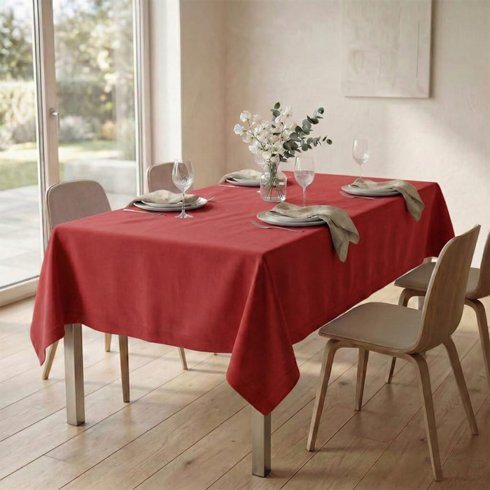 Tovaglia ajour in cotone - ROSSO