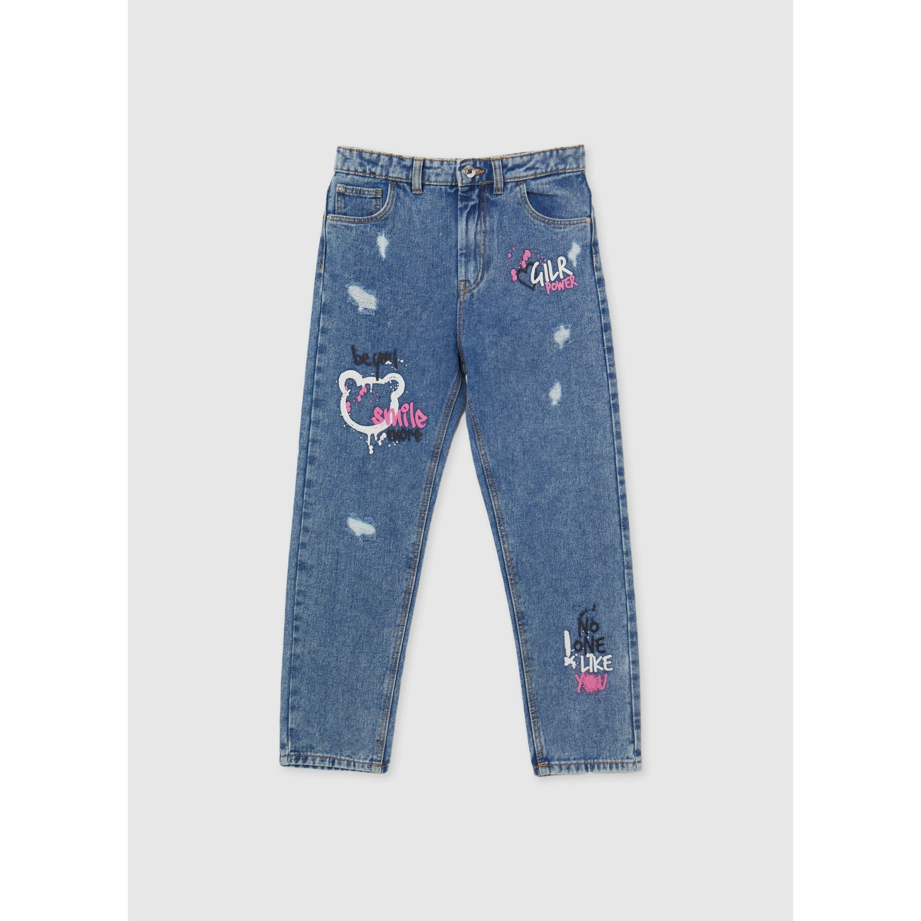 Jeans mom fit con graffiti