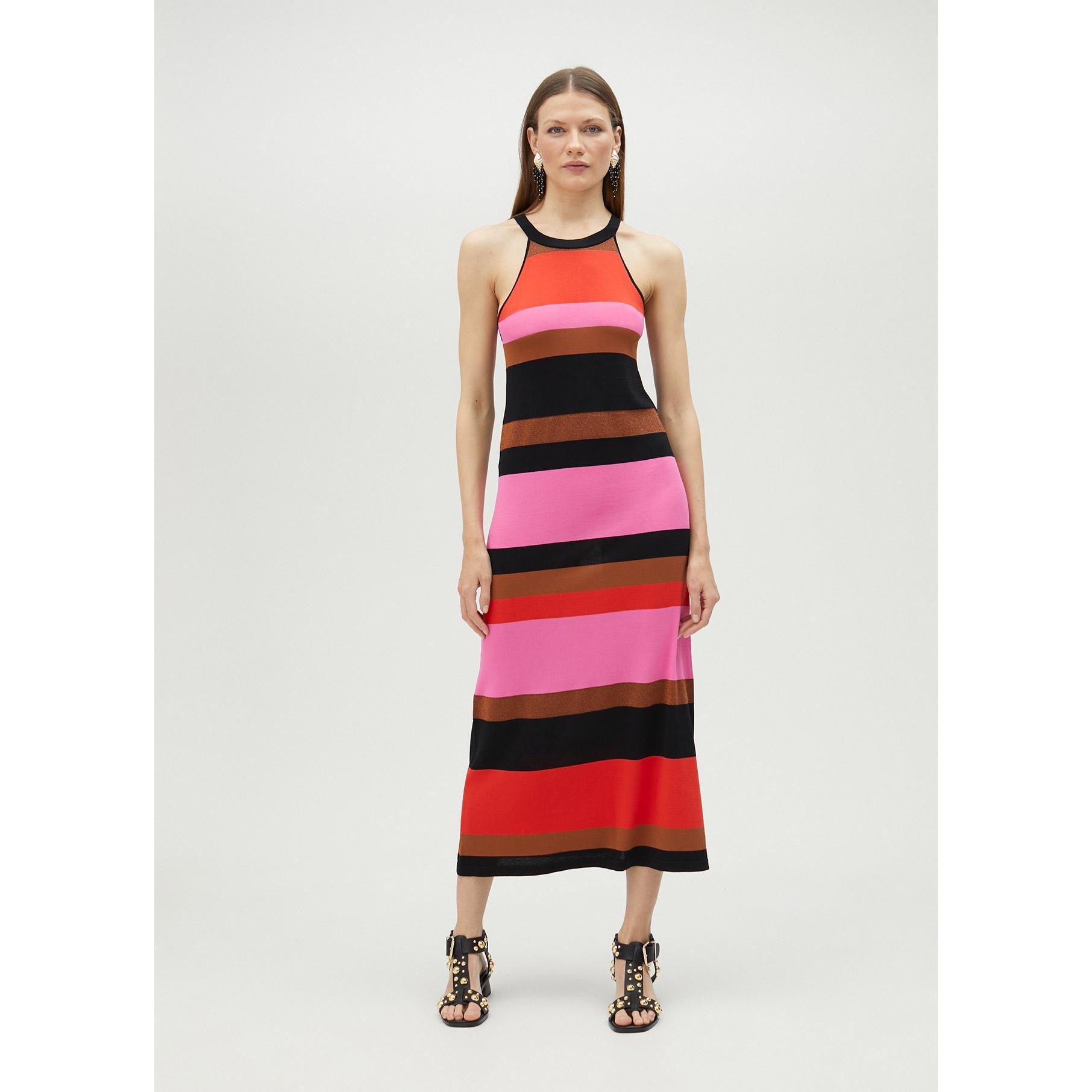 Abito in Maglia a Righe Collo Halter