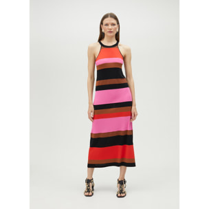 Abito in Maglia a Righe Collo Halter