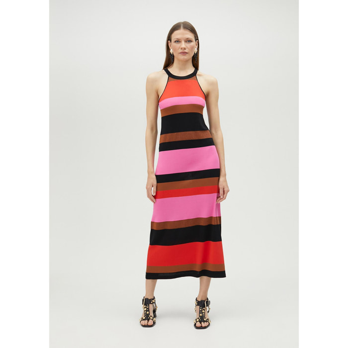 Abito in Maglia a Righe Collo Halter