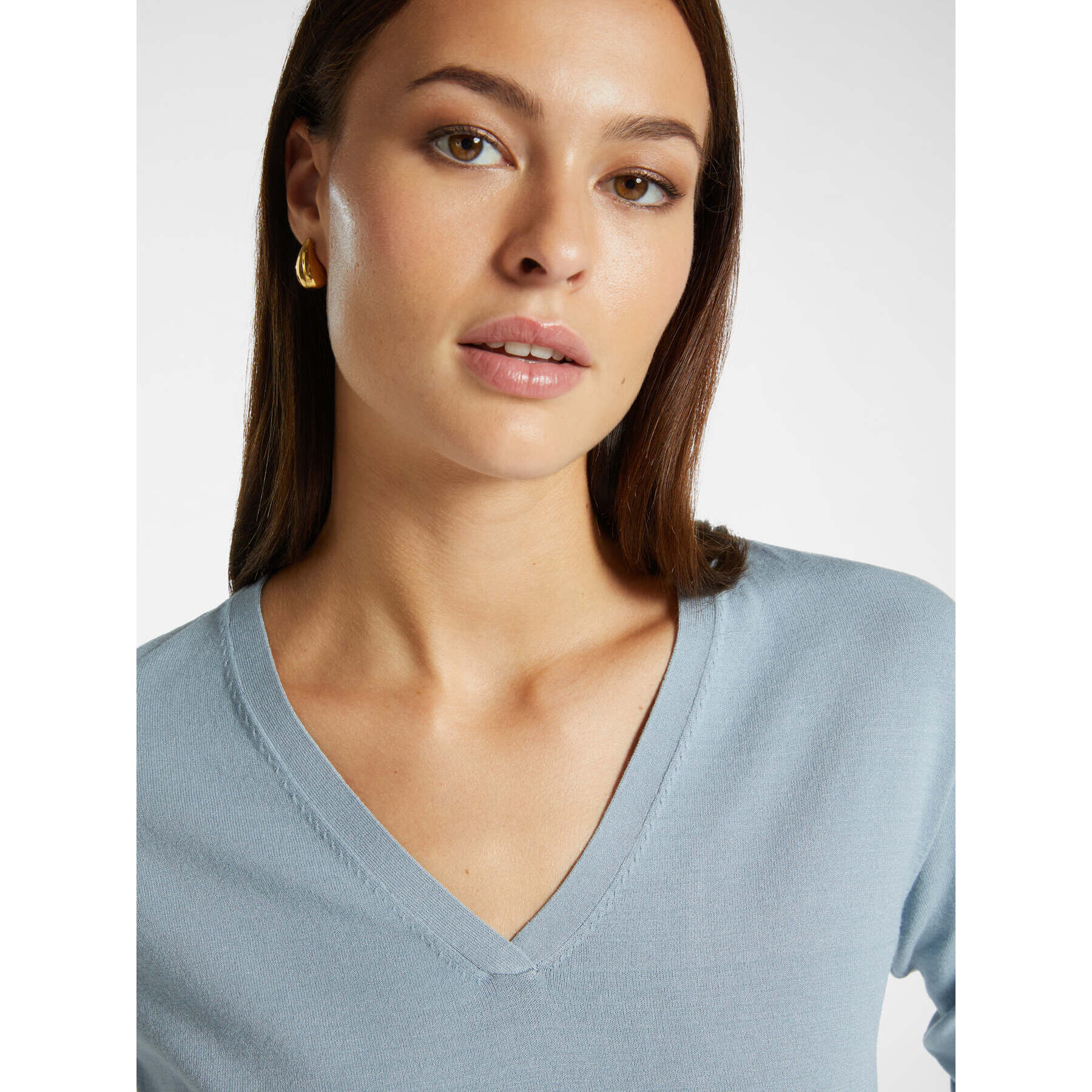 Elena Mirò - Maglia V neck in viscosa LENZING™ ECOVERO™ - Azzurro