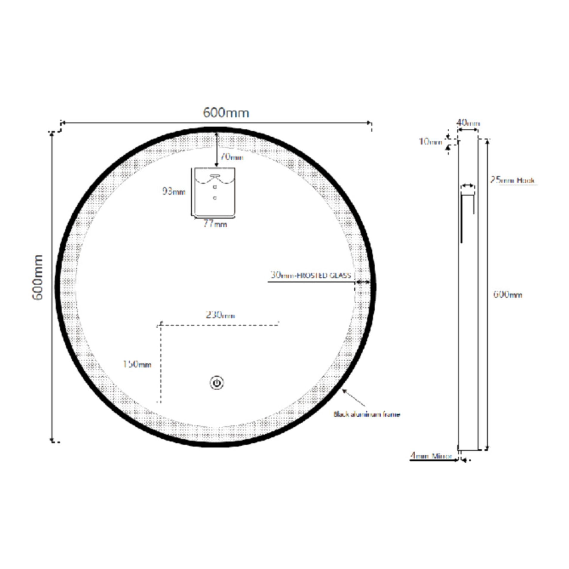 Boho by Siko Miroir mural rond avec capteur 60x60cm, doré (SATZLED60ZL)