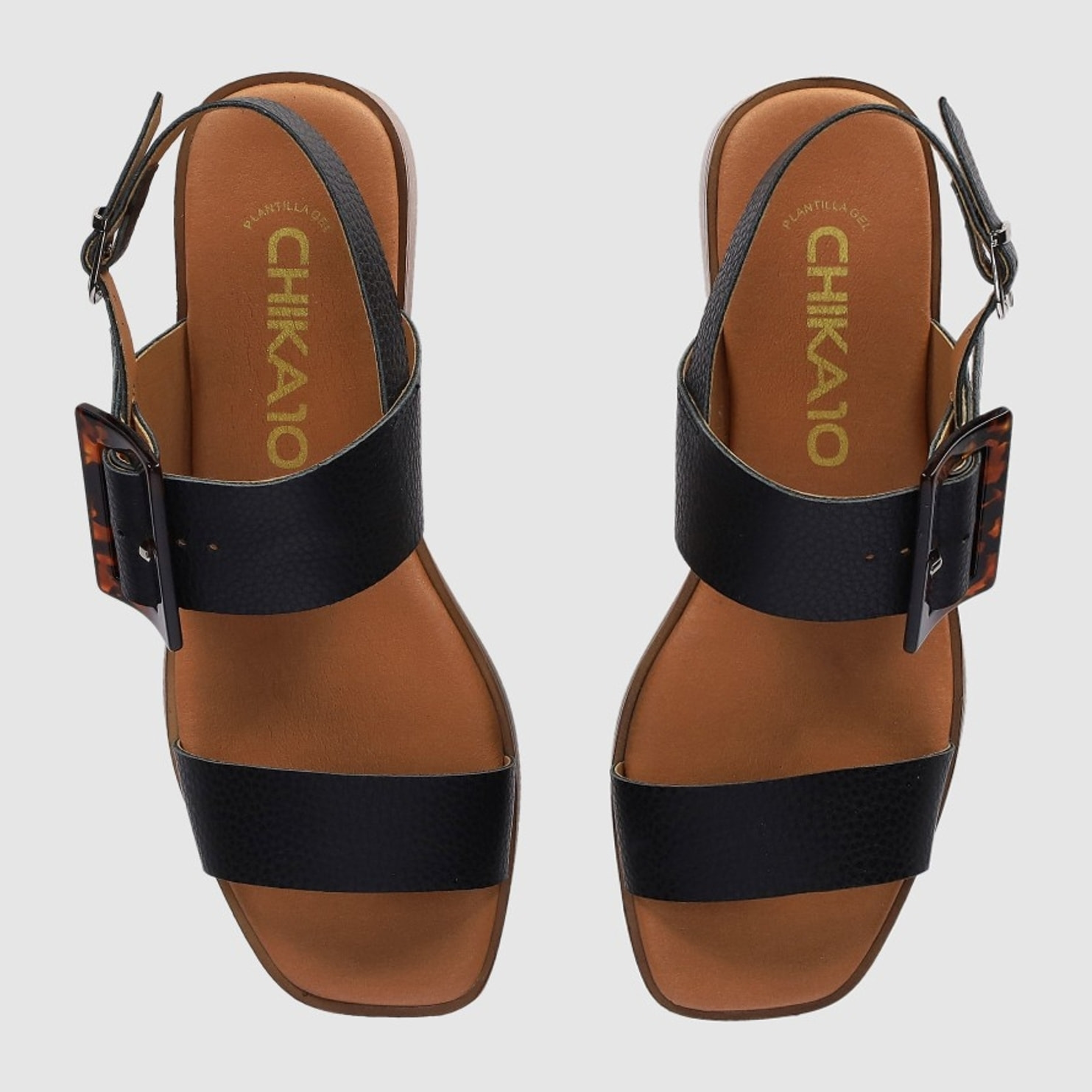 Sandalias de Piel - Negro - Tacón: 4 cm