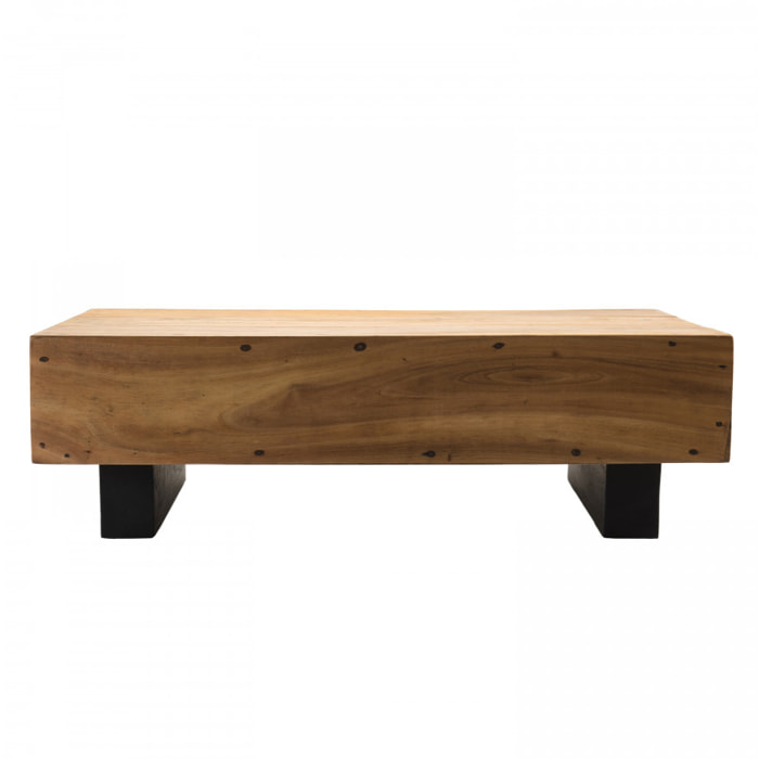 SUZY - Table basse poutres 120x60cm bois Suar pieds noirs