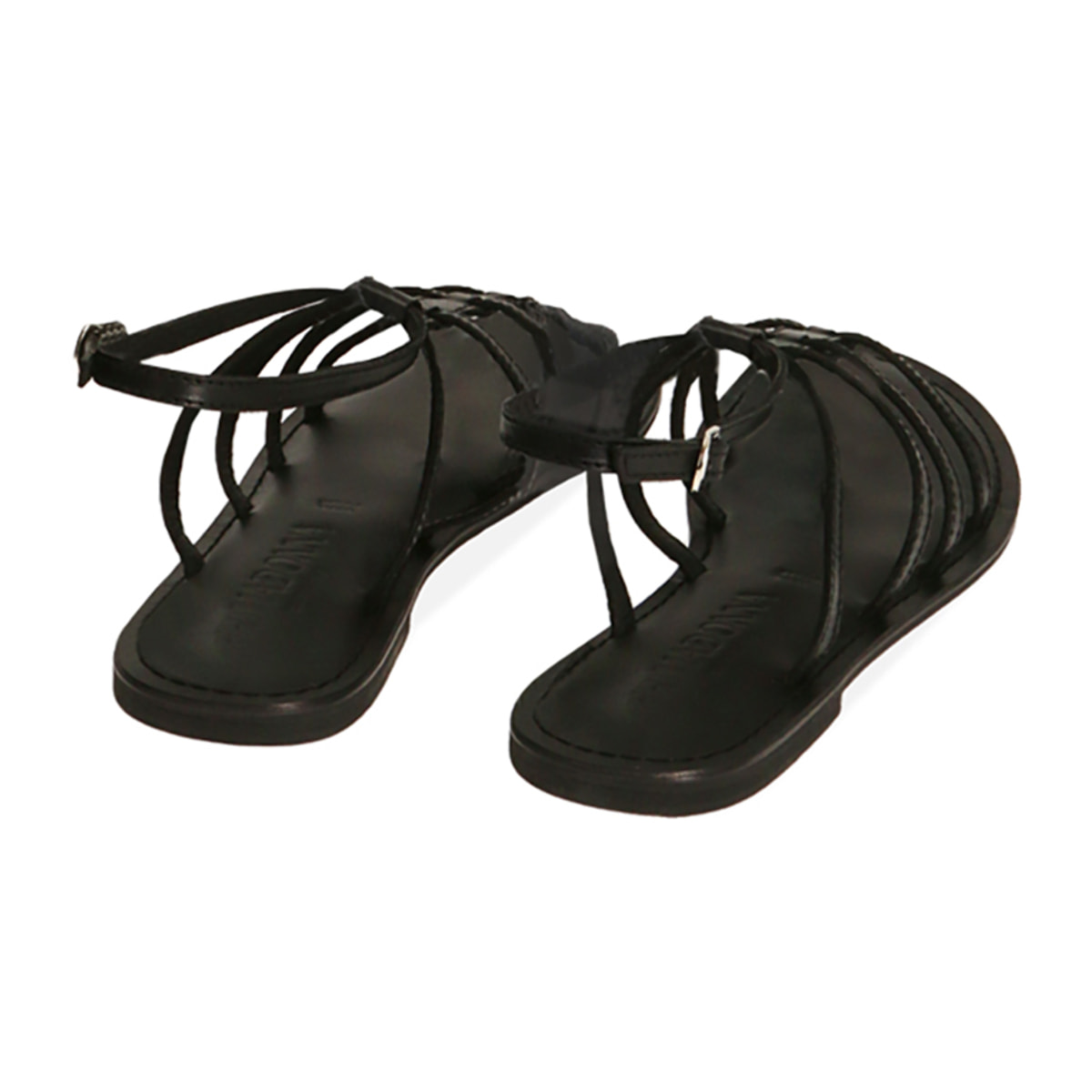 Sandali flat in pelle nera