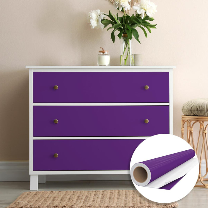 Rouleau adhésif décoratif Vinyle au Mètre - Violet - Sticker Lavable Imperméable Mur Cuisine Meubles