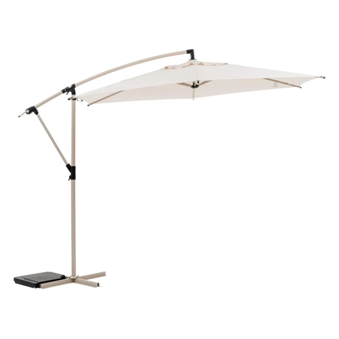Parasol déporté rond "Manoa" argile & blé 3m en aluminium acier et polyester