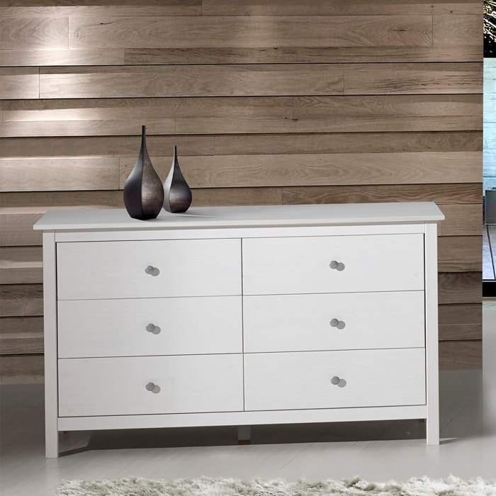 Commode 6 tiroirs en pin massif - ELTON
