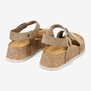 Sandalias de cuña marrones en piel con cuña