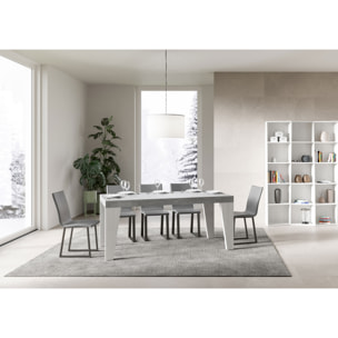 Mesa extensible 90x180/284 cm Naxy Mix tapa Cemento patas Fresno Blanco