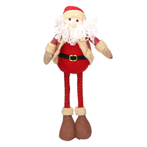 Babbo natale in tessuto rosso con gambe telescopiche cm12x10h33/56