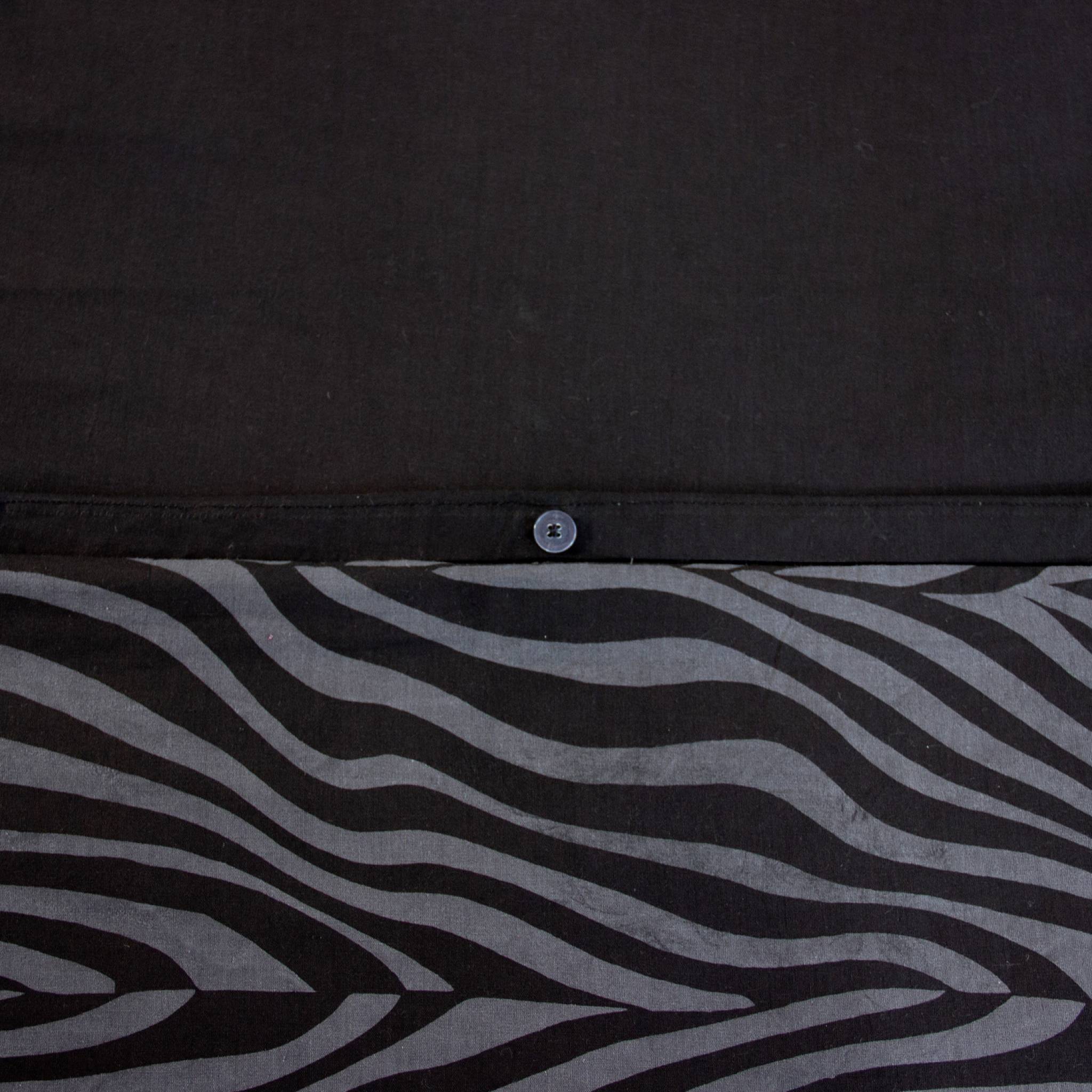 Parure de lit coton réversible imprimé zèbre 2 places noir ZEBRA